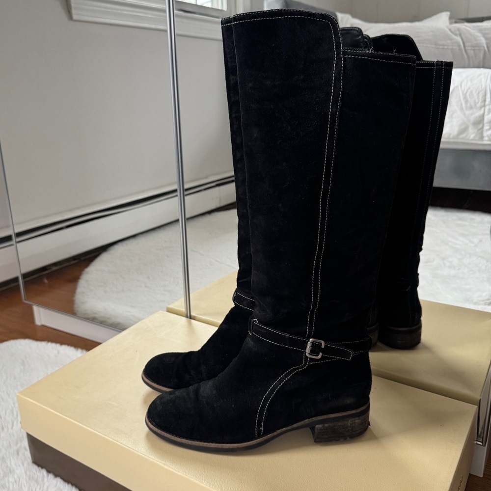 Franco Sarto Brook Black Wash Suede Knee-High Women's Boots
